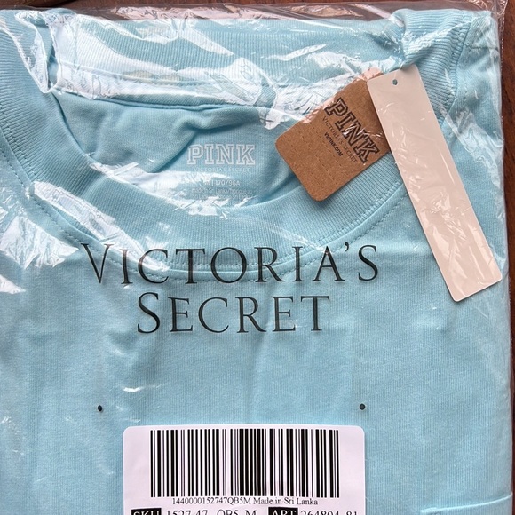 VS Pink baby blue bling shine large logo oversized tee - Picture 5 of 5